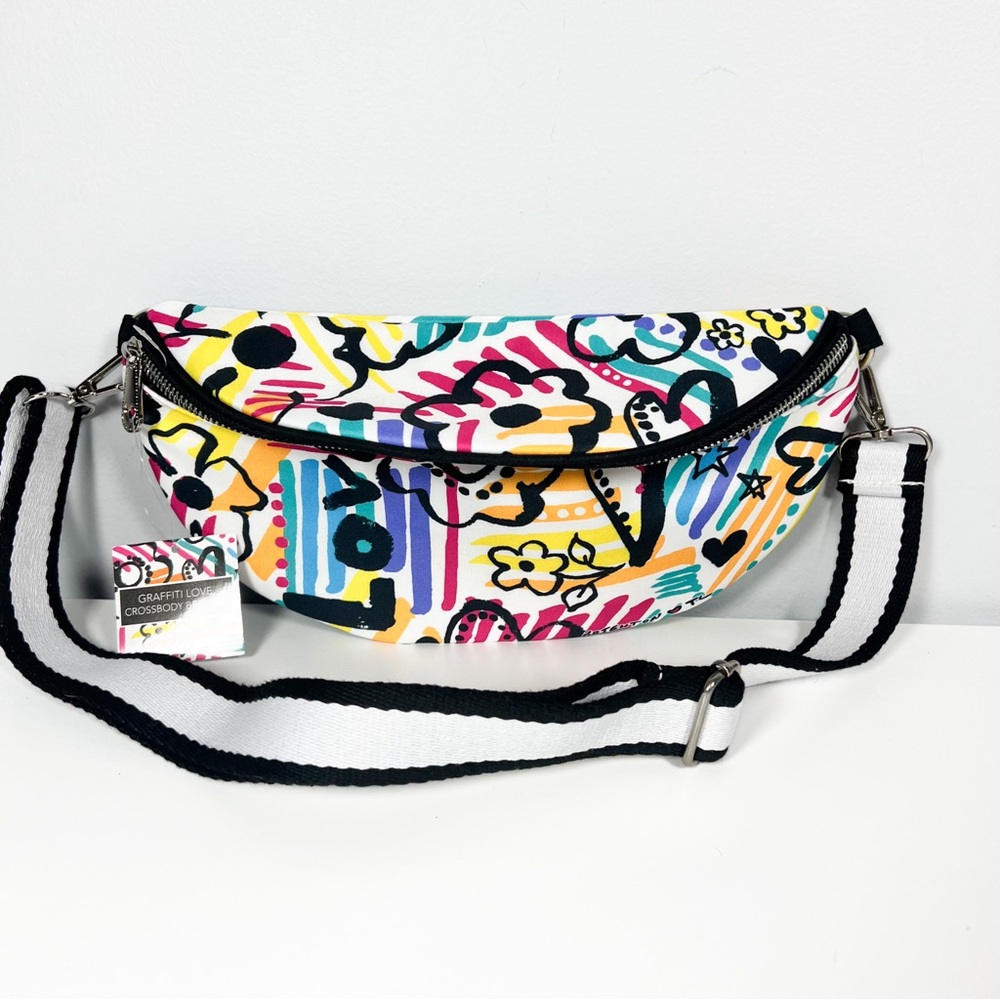 Brighton NWT Multicolor Graffiti Love Crossbody Belt Bag Fanny Pack